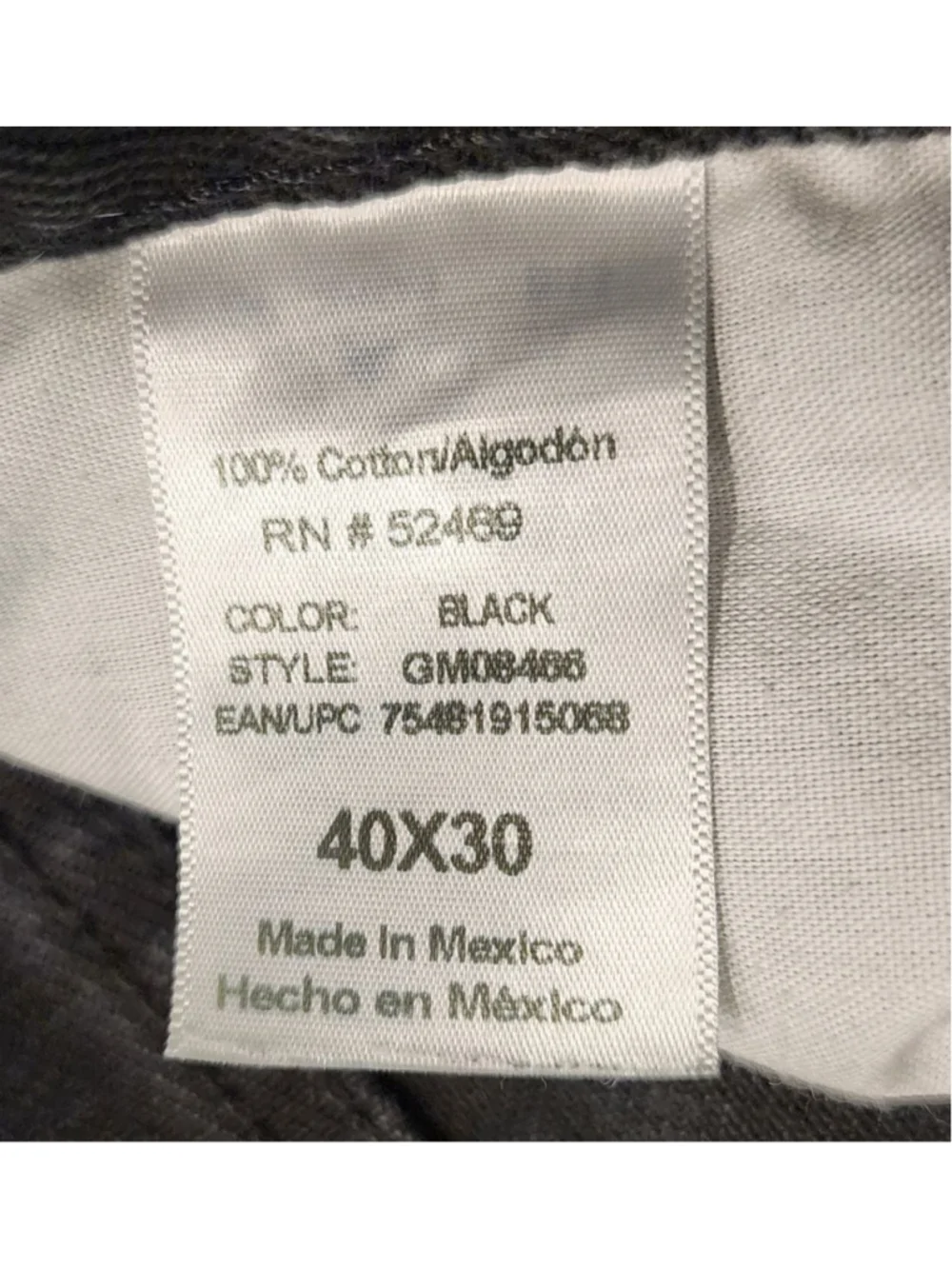 George Men's Black Regular Fit Straight Leg Jeans 40x30 100% Cotton Denim